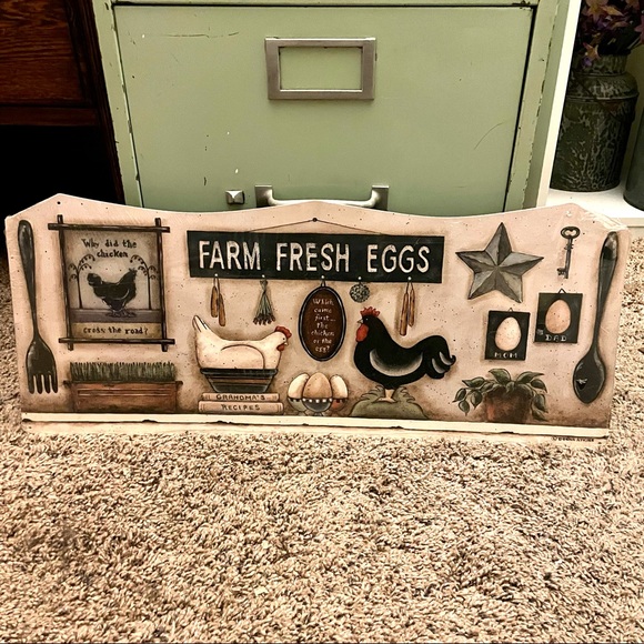NEW Heavy Duty Steel Farm Fresh Eggs Kitchen Metal Sign